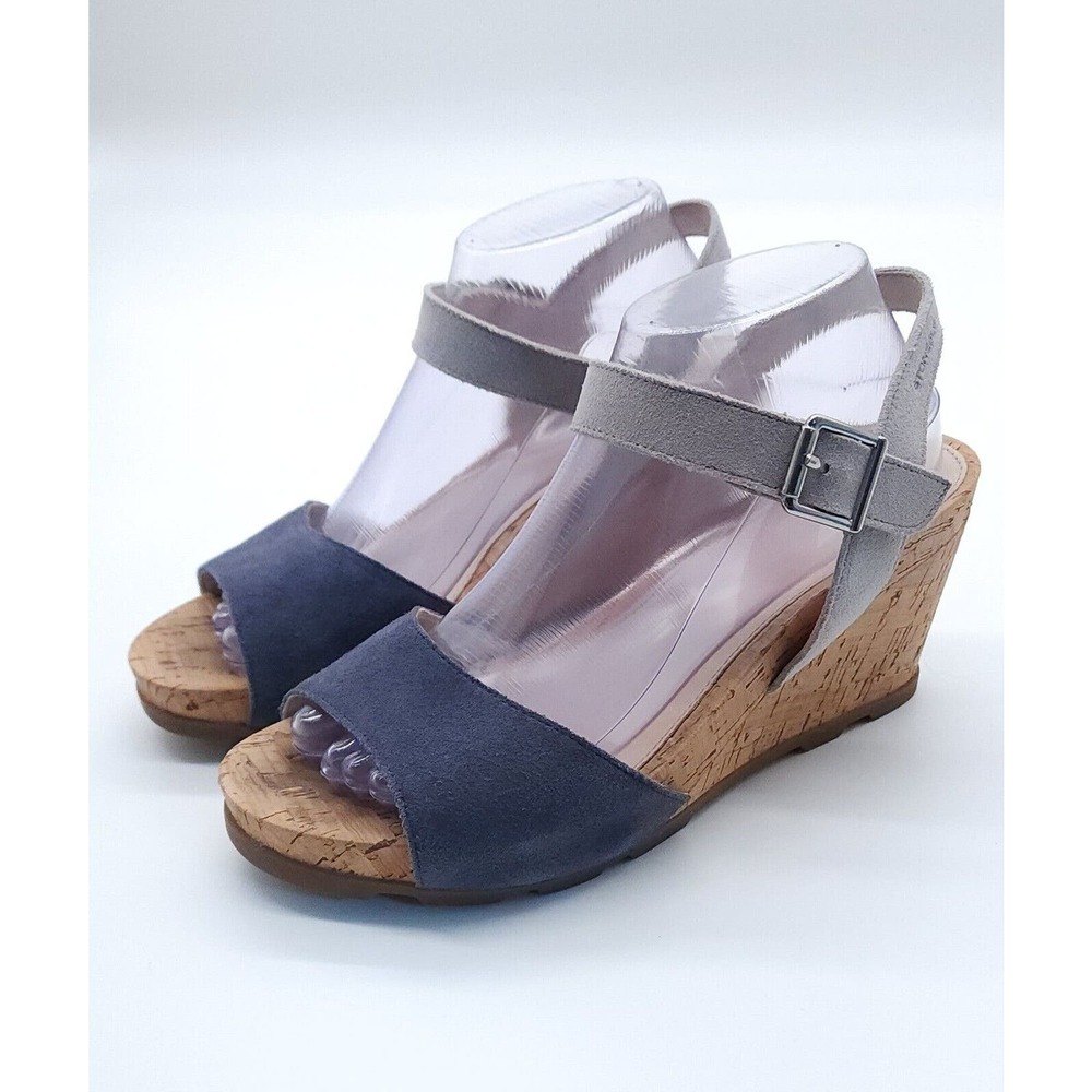 Stonefly Open Toe Strappy Wedge Cork Sandal Adjustable Women's Size 9